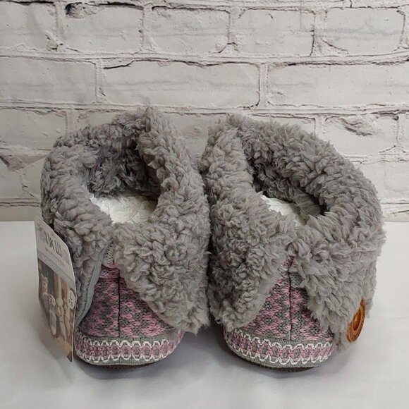 'MUK-LUKS' FOLD~OVER FUZZY SLIP-ON 'CINDER WOOD' SIDE BUTTON SLIPPERS - Picture 3 of 16